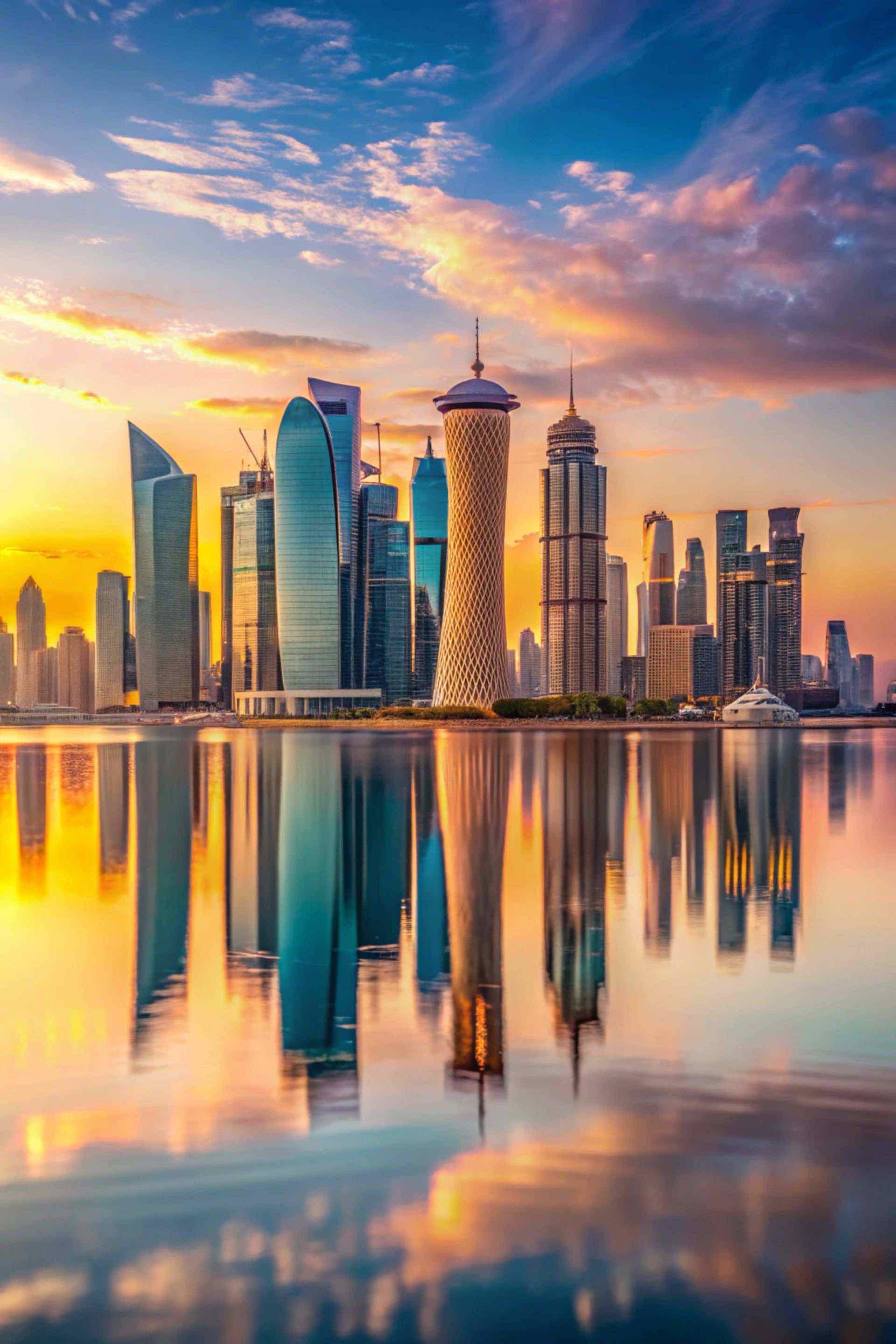 Doha skyline at sunset
