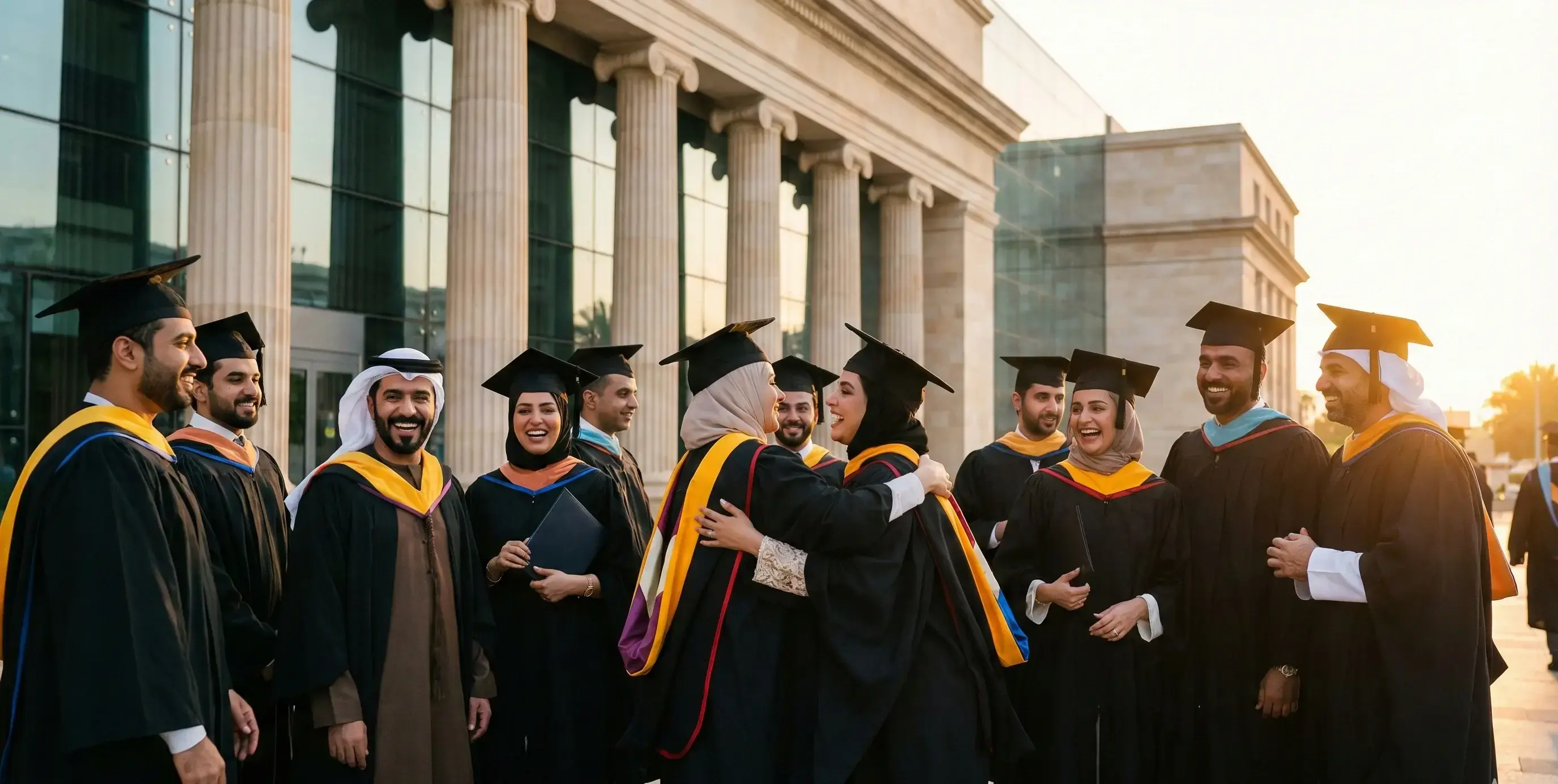 Professional graduates celebrating their achievement